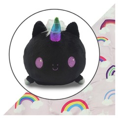 Plushie Tote: Black Unicorn/Rainbows - teeturtle